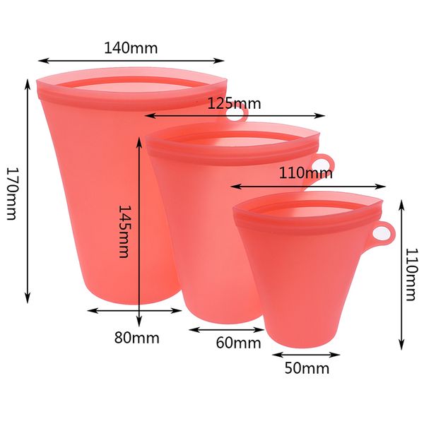 

3pcs new storage zip leakproof fresh bowls bags fruit vegetable sealed cups wholesale