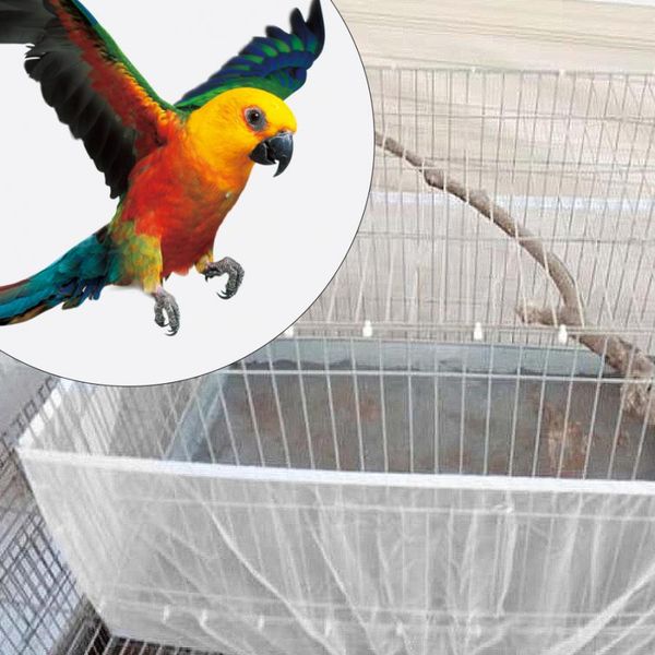 

white bird cage accessory machine washable airy mesh net fabric cover seed catcher guard