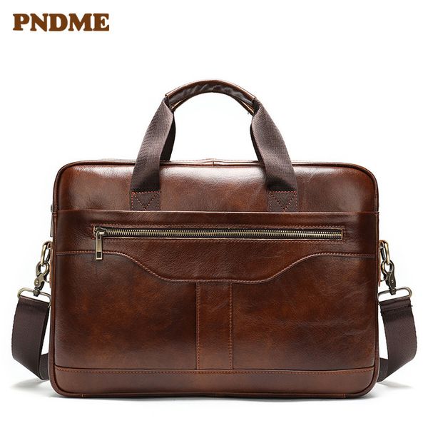 

brown men's business leather briefcase office handbag