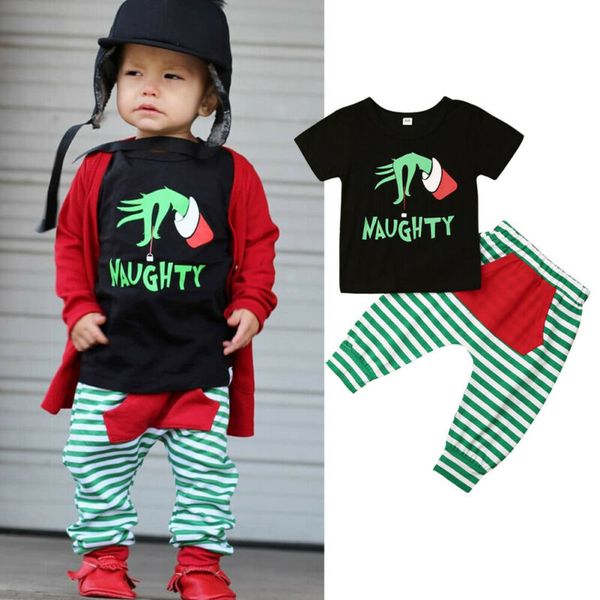 

1-6 y мальчиков девушка kid xmas экипировка одежда наборы мультфильм печати с коротким рукавом рубашки нашивки брюки одежда, White
