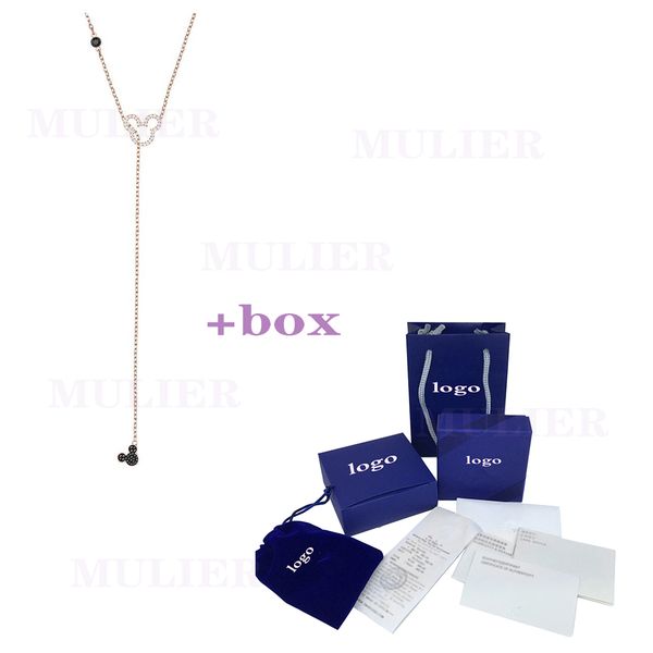 

mulier 2019 new mi mouse necklace luxurious charming dark crystal lady fashion romantic jewelry 5429084, Silver
