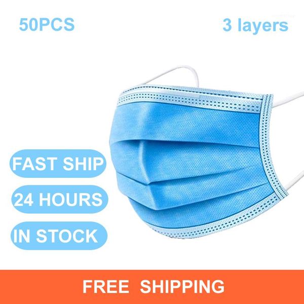 

маска для лица 50 шт пылезащитный респиратор одноразовые маски для рта 3 слоя эластичные ушные маски для sale1