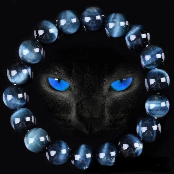 

fashion blue tiger eye stone beaded bracelets men women natural stone dropshipping bracelet yoga jewelry gifts, Black