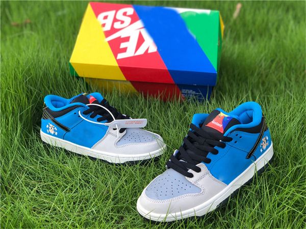 

2020 аутентичные мгновенные скейтборды х sb dunk low мужчины женщины скейтборд обувь спорт синий белый черный кроссовки с оригинальной короб