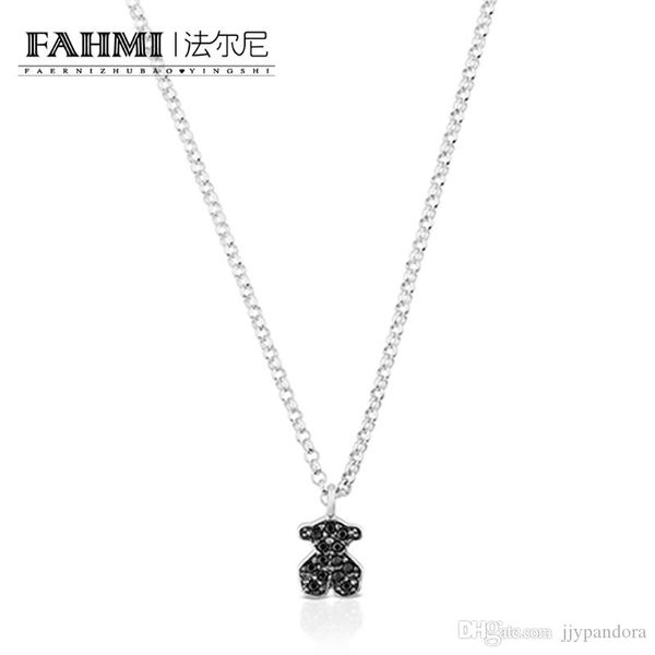 

FAHMI 100% Стерлингового Серебра 925 Медведь Шпинель Ожерелье Женская мода Элегантный