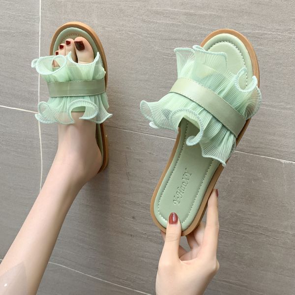 

slippers women summer shoes slides fashion pantofle low flat 2020 basic rome pu shoes slippers flat low slides, Black