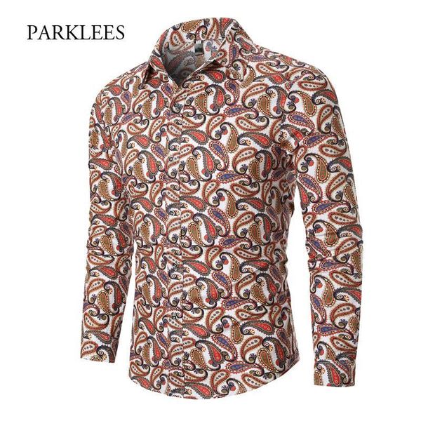 

vintage paisley shirt men 2019 brand new autumn long sleeve mens dress shirts chemise homme party club camisa masculina xxxl, White;black
