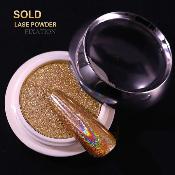 

new solid holographic glitter powder laser chameleon sequin for nail art manicure chrome pigment dust titanium gold silver diy, Silver;gold