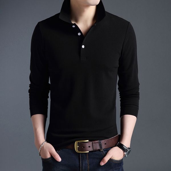 

Top Grade New Fashion Men Polo Shirt Solid Color Slim Fit Polo Men Long Sleeve Mercerized Cotton Casual Polos Shirt Mens M -4xl