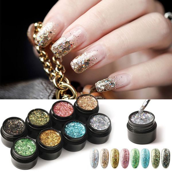 

glitter uv gel nail polish super shining platinum uv nail gel varnish semi permanent hybrid soak off enamel led polish, Red;pink
