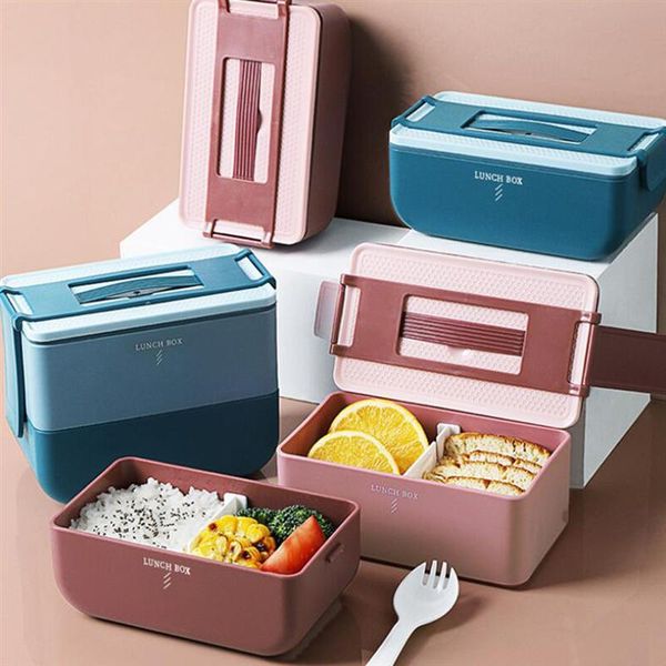 

microwave divider box square heat preservation lunch box bento portable container for school office camping (red