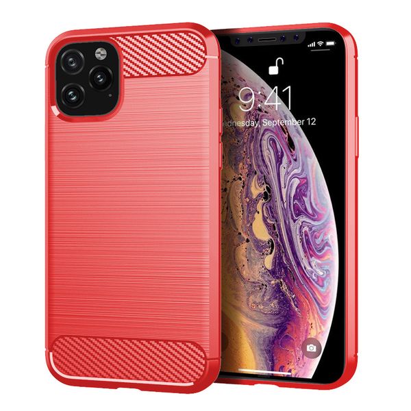 

Свободный DHL iphone 11 случай крышки случая TPU телефон углеродного волокна текстуры Тонкий Доспех Матовый для iphone11 про макс
