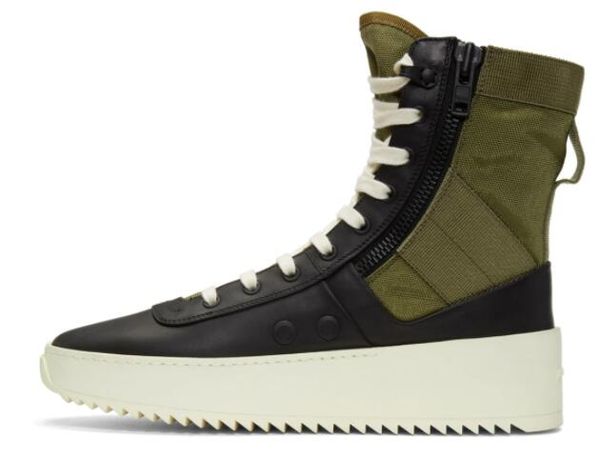 

designer fashion luxury 2019 brand men fear of god military sneakers hight men and women fashion shoes martin boots size 38-46, Black