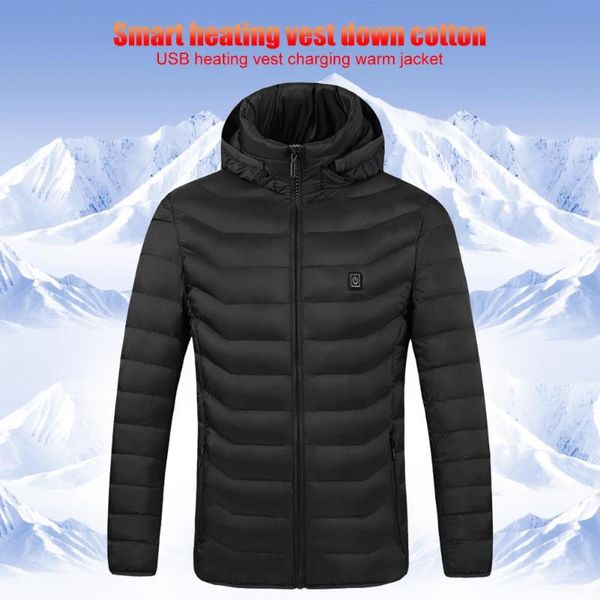 

durable heated jacket multi-function usb electric heating jacket winter thermal long sleeve coat for hiking camping, Black