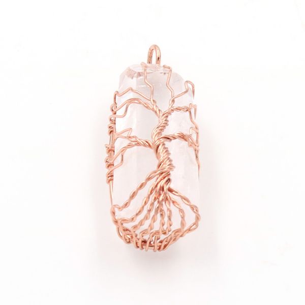 

10 pcs wire wrap irregular shape rock crystal pendant for gift rose gold plated fashion jewelr, Silver