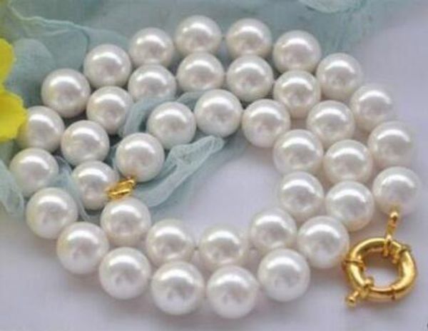 

beautiful 6-20mm natural round white shell pearl necklace, Silver