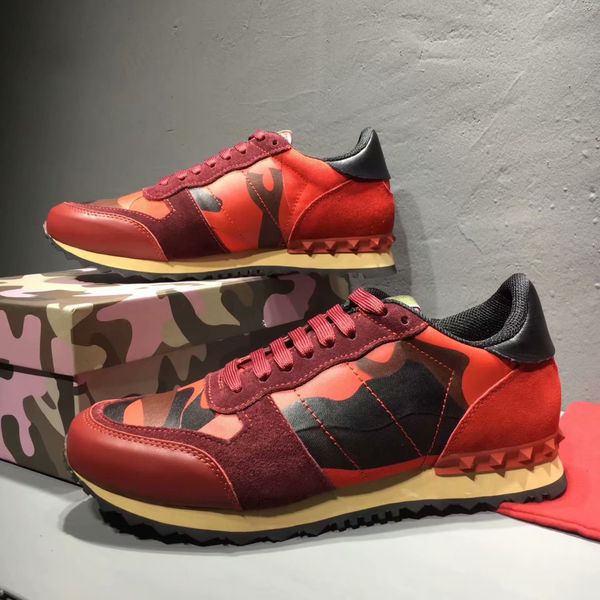 

women men casual shoes camouflage genuine leather lace up couple star shoes rivets flat shoes 35-46, Black