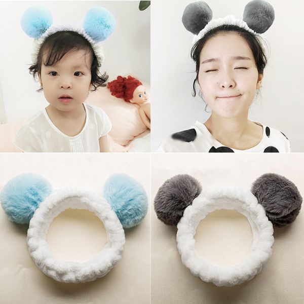 

1 pc female women flannel double ball headband washing fashion hair accessories girls cat lovely ear crochet headhoop