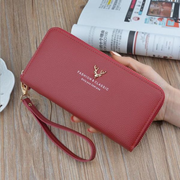 

jiulin cards holder wallet lady cute bowknot women long wallet color clutch bag 2019 new pu leather purse phone card holder bag, Red;black