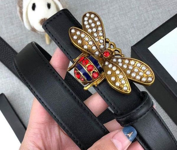 

2020 fashionable designer belts luxury belt brand belts womens little bees smooth buckle black brown optional belt width 24mm high quality