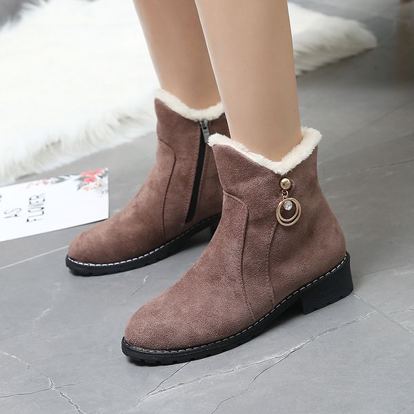 

hee grand winter women warm snow boots female fur warm side zipper platform ankle boots plush shoes xwx7453, Black