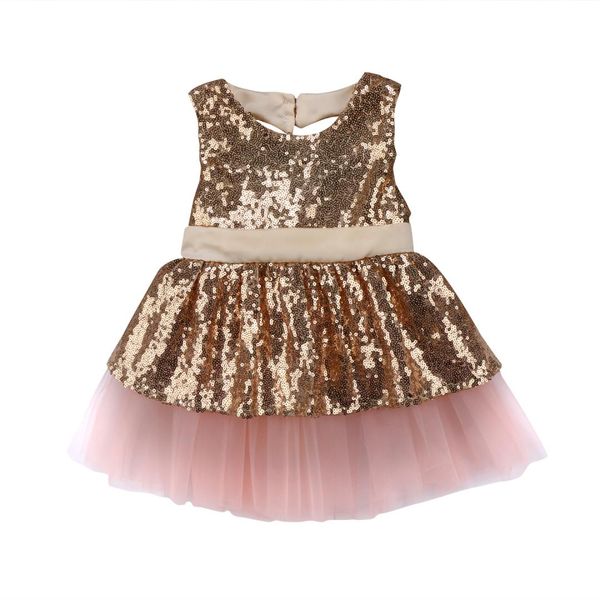 

2018 cute princess kids baby girls sequins bow dress party dress wedding gown formal dresses size 1-4t, Red;yellow