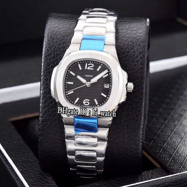 

new nautilus 7010 swiss quartz ladies womens watch steel case black texture stick markers stainless steel bracele hi_watch h09a1, Slivery;brown