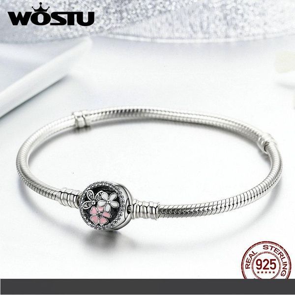 

wostu 100% стерлингового серебра 925 поэтические цветы браслет браслеты для женщин fit diy подвески бусины оригинальный подарок ювелирных из, Golden;silver