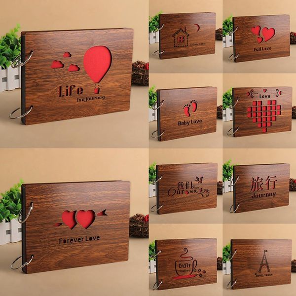 

8 inch vintage wood cover p album book black pages anniversary scrapbook set