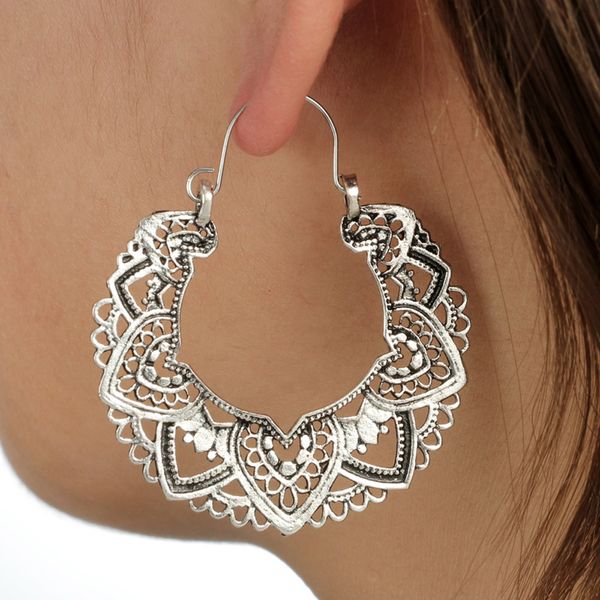 

zerotime #p8 2019 new fashion women boho lotus earrings jewelry ethnic drop earrings enamel vintage top free shipping, Silver