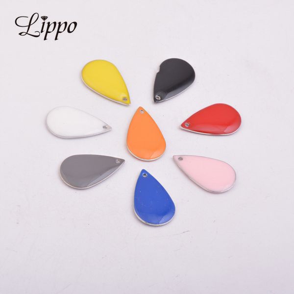 

32pcs 11*21mm enamelled sequins water drop charms copper two-sided shuttles pendant nickel and lead free, Bronze;silver