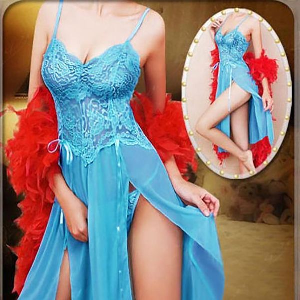 Lingerie sexy da donna Nighty Lace Sleepwear Dress Set Babydoll Plus Size + G-String # R45