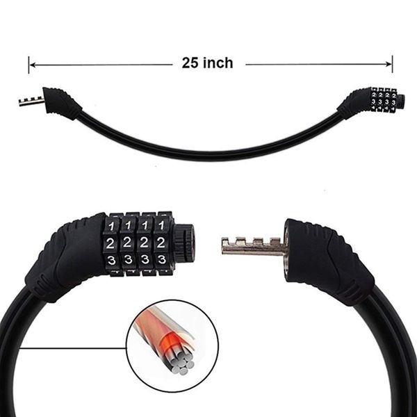 

aolikes anti thief bike cable lock combination 4 digital code password cycling security bicycle locks accessories