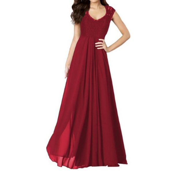 

womens designer banquet evening long ladies temperament lace chiffon dressbmpq, Black;gray