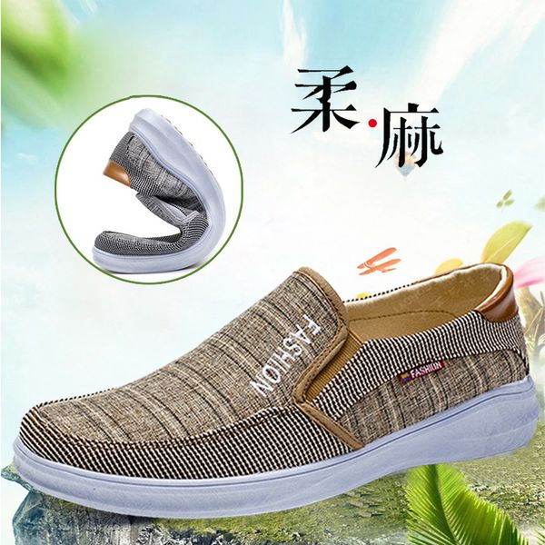 

spring new style men's shoes comfortable breathable canvas shoes old beijing cloth a pedal lazy work, Black