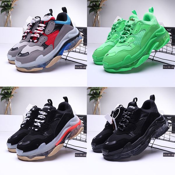 

triple s casual shoes clear bubble midsole triple black green men women platform sports sneakers trainers with box size 36-45