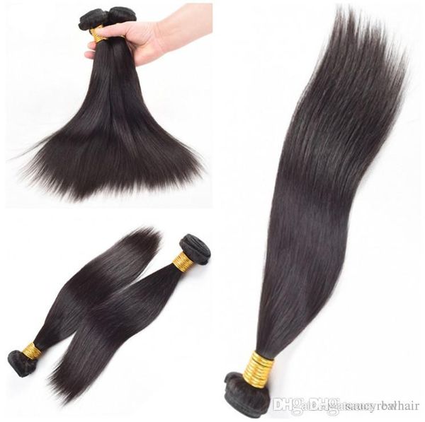 

brazilian straight virgin hair 3 bundles human remy hair unprocessed peruvian malaysian hair weft, Black