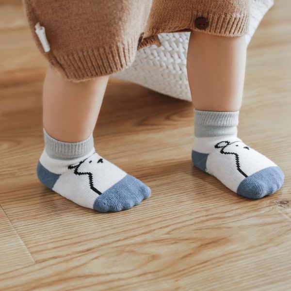 

kids toddler baby girls boys cartoon animal thick warm anti-slip socks 3 pairs 0-3t, Pink;yellow
