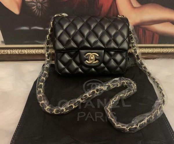 

2020 quality 02 classic lady black caviar woc clutch messenger bag 33814 calfskin stitched mini flap shoulder bag 20cm factory direct sale