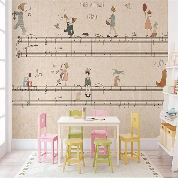 

dropship custom 3d wallpaper mural cartoon music background wall decoration painting notes kids decoration painting w