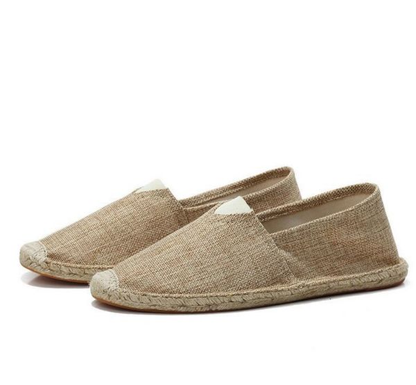 

2020 новой летних casual льняной обуви мужчин женщины handmade солома пенька рыболов обувь ленивые одна педали холст обувь 35-45, Black