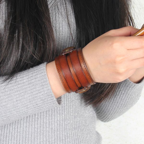 

fashion women men punk pu leather bangle wristband cuff bracelet jewelry, Golden;silver