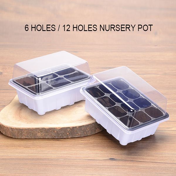 

12pcs moq durable plastic seeding nursery pots plant seeds grow box cell tray insert propagation case mini flower pots plug trays 6/12holes