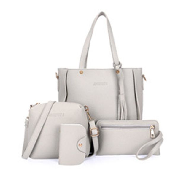 

4pcs purse handbag satchel set messenger bag casual pu leather tassel shoulder bags fabala practical woman bag