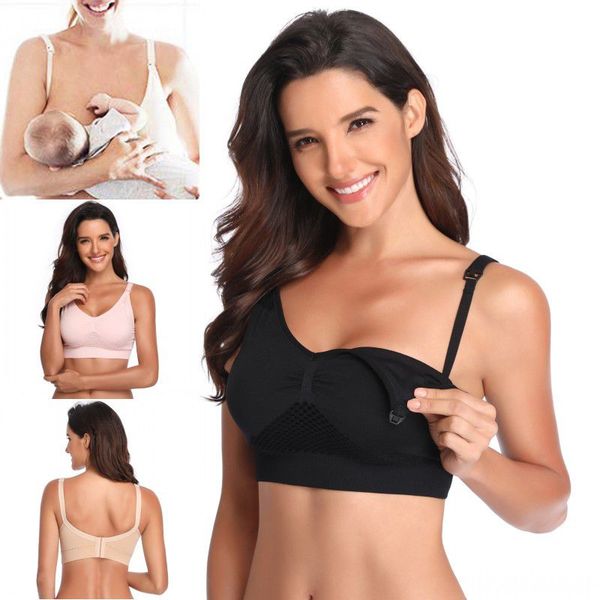 

2019 maternity nursing bra breastfeeding pregnant women underwear bra soft feeding sleeping bras wire breastfeeding, White