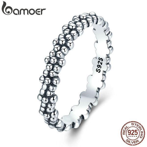 

bamoer authentic 925 sterling silver stackable ring daisies flower finger rings for women sterling silver jewelry gift pa7628, Golden;silver