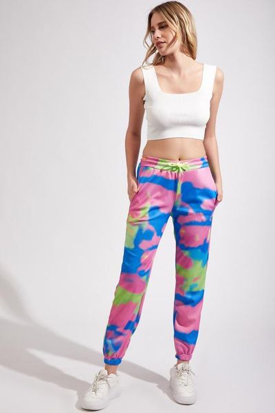 

happiness ist. women tie dye pattern knit sweatpants ff00007, Black;blue