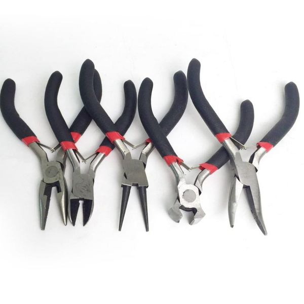 

5pcs pliers set mini diy handle jewelry plier needle nose oblique chain round long bent beading making repair tool kit carbon