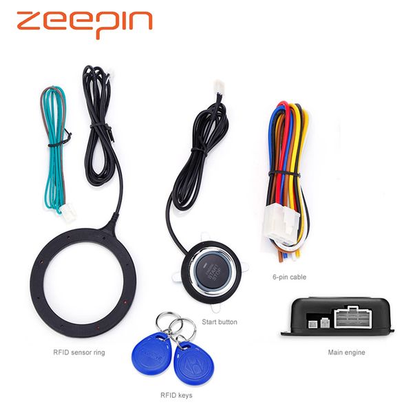 

car two-way anti-theft alarm system engine push start button rfid lock ignition starter keyless entry immobilizer acc-on-off