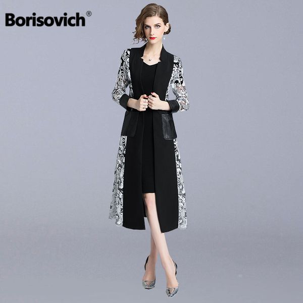 

borisovich women long trench coat new brand 2018 autumn fashion england style double pocket elegant female outerwear coats n151, Tan;black